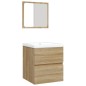 Mobile da Bagno con Lavabo e Specchio Rovere Sonoma Mobile da Bagno con Lavabo e Specchio Rovere Sonoma