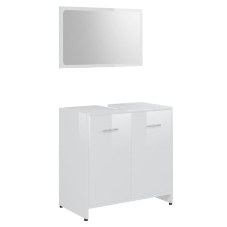 Set Mobili da Bagno Bianco Lucido in Legno Multistrato