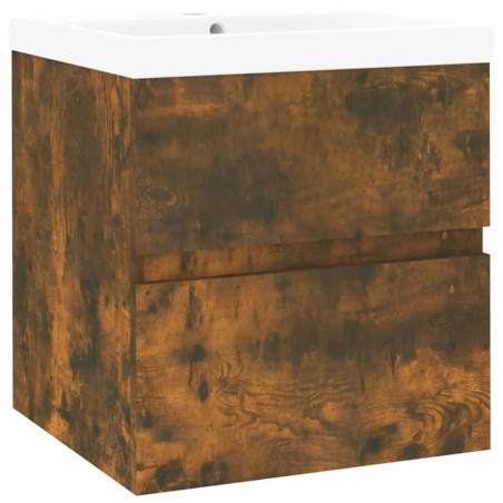 vidaXL Mobile Bagno con Lavabo Integrato Rovere Fumo Legno Multistrato