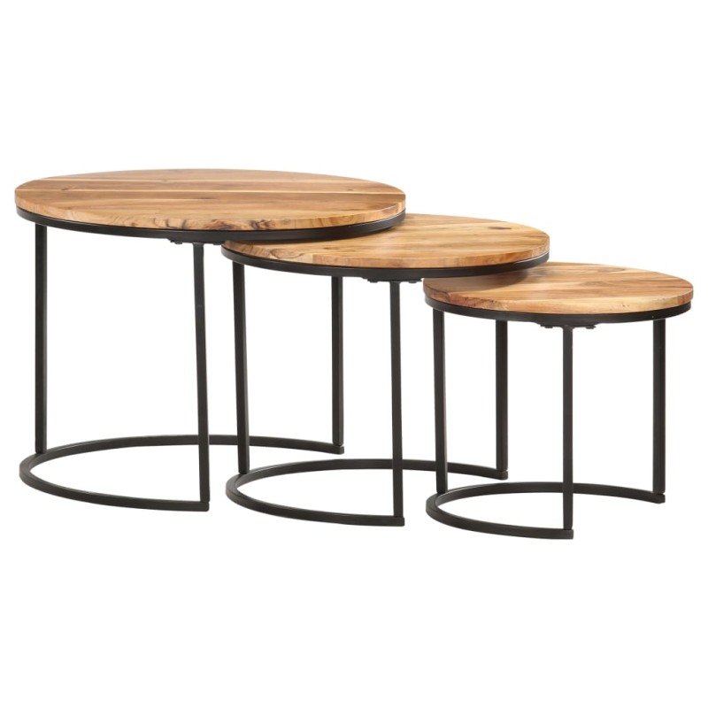Tavolini Impilabili 3 pz in Legno Massello di Acacia Tavolini Impilabili 3 pz in Legno Massello di Acacia