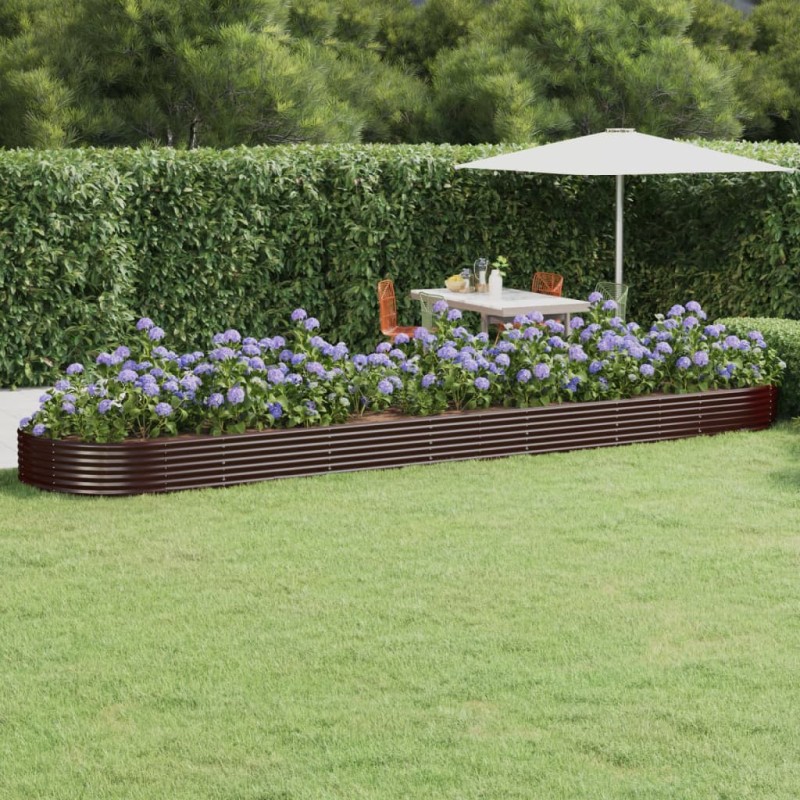 Letto Giardino Acciaio Verniciato Polvere 600x140x36 cm Marrone Letto Giardino Acciaio Verniciato Polvere 600x140x36 cm Marrone