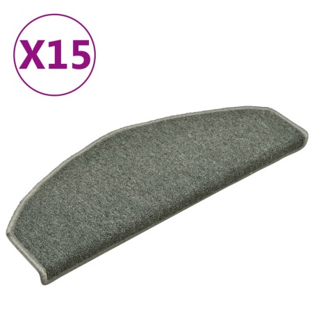 vidaXL Tappetini per Scale 15 pz Verde Scuro 65x24x4 cm