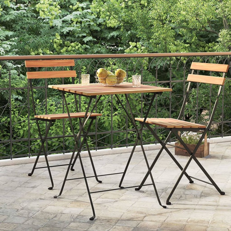 Tavolo Bistrò Pieghevole 55x54x71cm Legno Massello Teak Acciaio Tavolo Bistrò Pieghevole 55x54x71cm Legno Massello Teak Acciaio