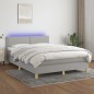 Letto a Molle Materasso e LED Grigio Chiaro 140x190 cm Tessuto Letto a Molle Materasso e LED Grigio Chiaro 140x190 cm Tessuto