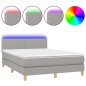 Letto a Molle Materasso e LED Grigio Chiaro 140x190 cm Tessuto Letto a Molle Materasso e LED Grigio Chiaro 140x190 cm Tessuto
