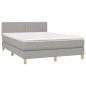 Letto a Molle Materasso e LED Grigio Chiaro 140x190 cm Tessuto Letto a Molle Materasso e LED Grigio Chiaro 140x190 cm Tessuto