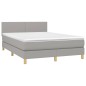 Letto a Molle Materasso e LED Grigio Chiaro 140x190 cm Tessuto Letto a Molle Materasso e LED Grigio Chiaro 140x190 cm Tessuto