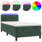Letto a Molle con Materasso e LED Verde Scuro 90x200cm Velluto Letto a Molle con Materasso e LED Verde Scuro 90x200cm Velluto