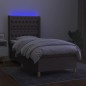 vidaXL Letto a Molle con Materasso e LED Tortora 100x200cm in Tessuto vidaXL Letto a Molle con Materasso e LED Tortora 100x200cm in Tessuto
