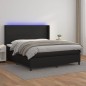 Giroletto a Molle con Materasso e LED Nero 160x200cm Similpelle Giroletto a Molle con Materasso e LED Nero 160x200cm Similpelle