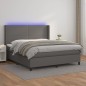 vidaXL Giroletto Molle con Materasso e LED Grigio 160x200cm Similpelle vidaXL Giroletto Molle con Materasso e LED Grigio 160x200cm Similpelle
