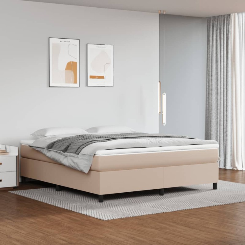 vidaXL Giroletto a Molle con Materasso Cappuccino 160x200cm Similpelle