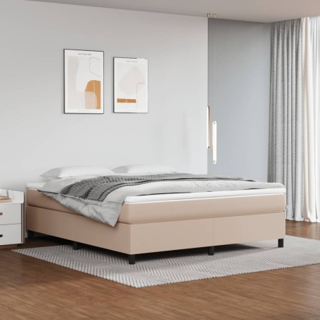 vidaXL Giroletto a Molle con Materasso Cappuccino 160x200cm Similpelle