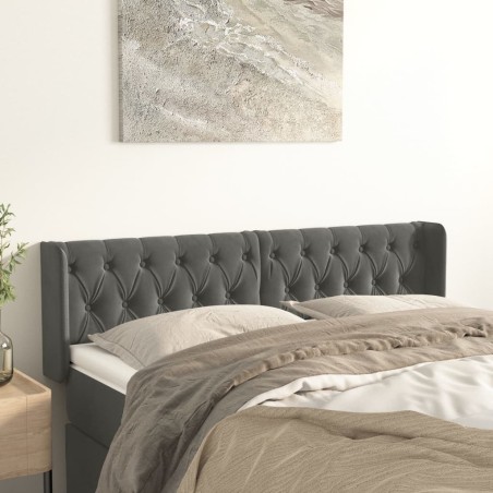vidaXL Testiera ad Orecchio Grigio Scuro 163x16x78/88 cm in Velluto