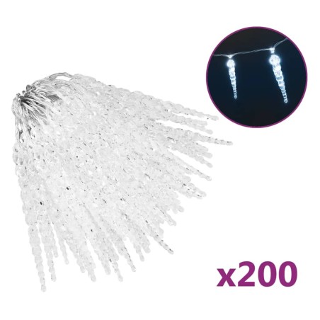Luci Natale a Ghiacciolo 200 pz Bianco Freddo in Acrilico