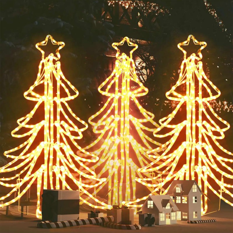 Figura Albero Natale Pieghevole LED 3pz Bianco Caldo 87x87x93cm Figura Albero Natale Pieghevole LED 3pz Bianco Caldo 87x87x93cm