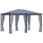 Gazebo con Schermi a Rete 3x4 cm Antracite in Acciaio Gazebo con Schermi a Rete 3x4 cm Antracite in Acciaio