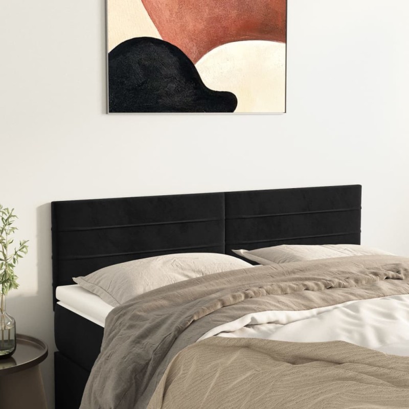 Testiere 2 pz Nere 72x5x78/88 cm in Velluto Testiere 2 pz Nere 72x5x78/88 cm in Velluto
