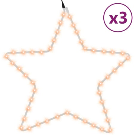 vidaXL Figure Natalizie Stelle con 48 LED 3 pz Bianco Caldo 56 cm