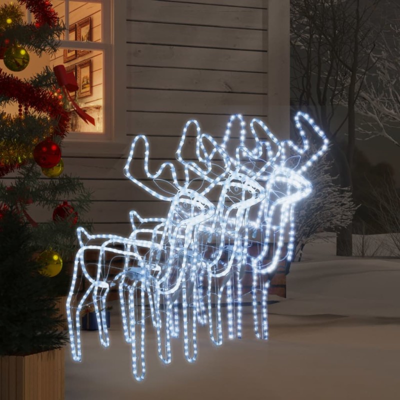 Figure Natale Renne Teste Mobili 3 pz Bianco Freddo 76x42x87 cm Figure Natale Renne Teste Mobili 3 pz Bianco Freddo 76x42x87 cm