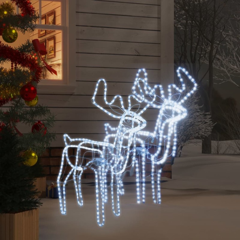 Figure Natale Renne Teste Mobili 2 pz Bianco Freddo 76x42x87 cm Figure Natale Renne Teste Mobili 2 pz Bianco Freddo 76x42x87 cm