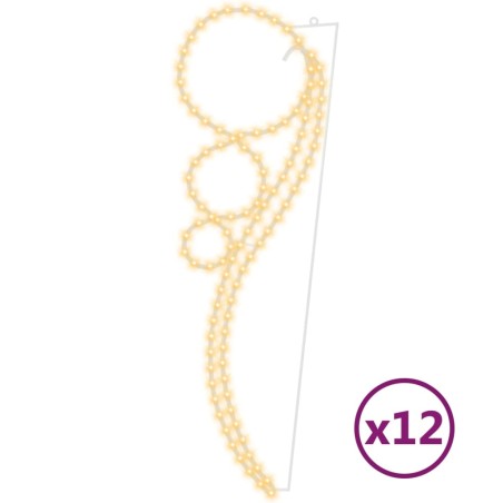 vidaXL Stringhe Luci a Forma di Palle 12pz Bianco Caldo 111,5x35x4,5cm