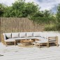 vidaXL Set Salotto da Giardino 11pz con Cuscini Grigio Chiaro Bambù vidaXL Set Salotto da Giardino 11pz con Cuscini Grigio Chiaro Bambù
