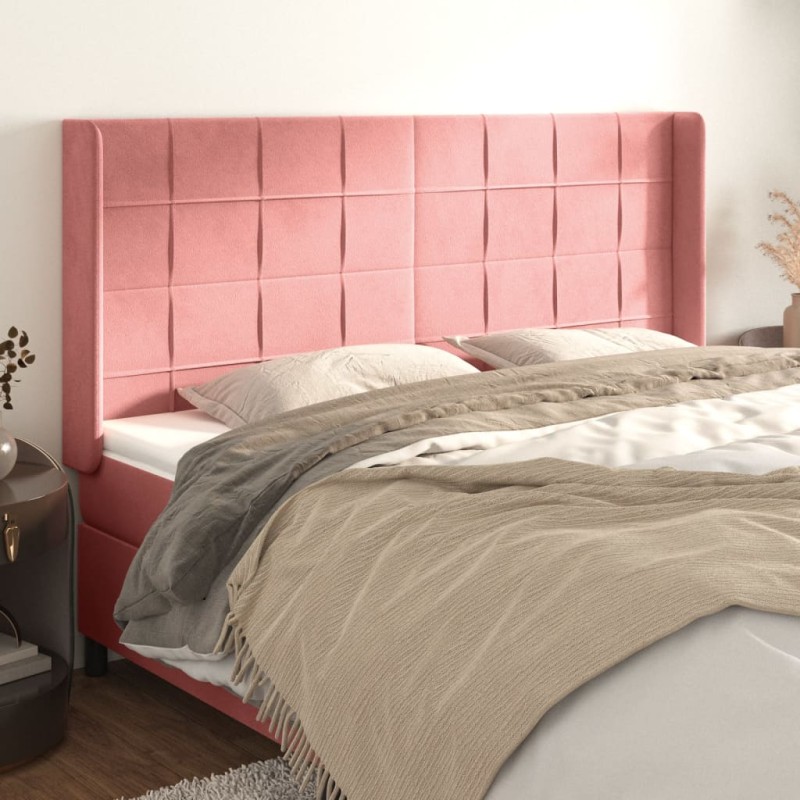Testiera ad Orecchio Rosa 203x16x118/128 cm in Velluto Testiera ad Orecchio Rosa 203x16x118/128 cm in Velluto
