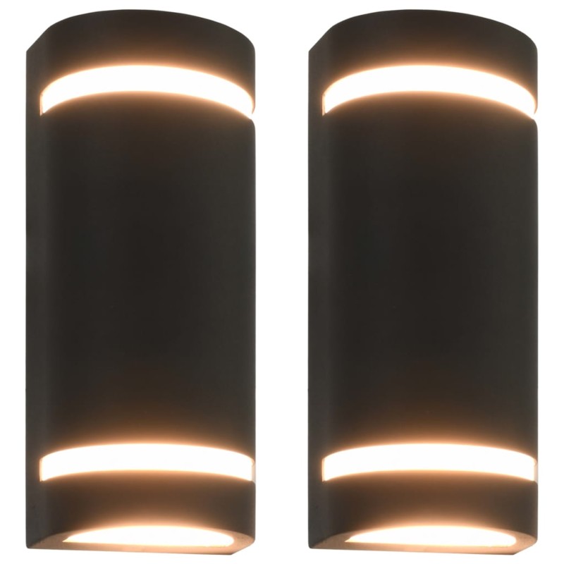 Lampade da Parete da Esterno 2 pz 35 W Nere Semicircolari Lampade da Parete da Esterno 2 pz 35 W Nere Semicircolari