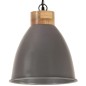 Lampadario Industriale Grigio Ferro e Legno Massello 35 cm E27