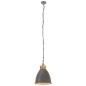 Lampadario Industriale Grigio Ferro e Legno Massello 35 cm E27