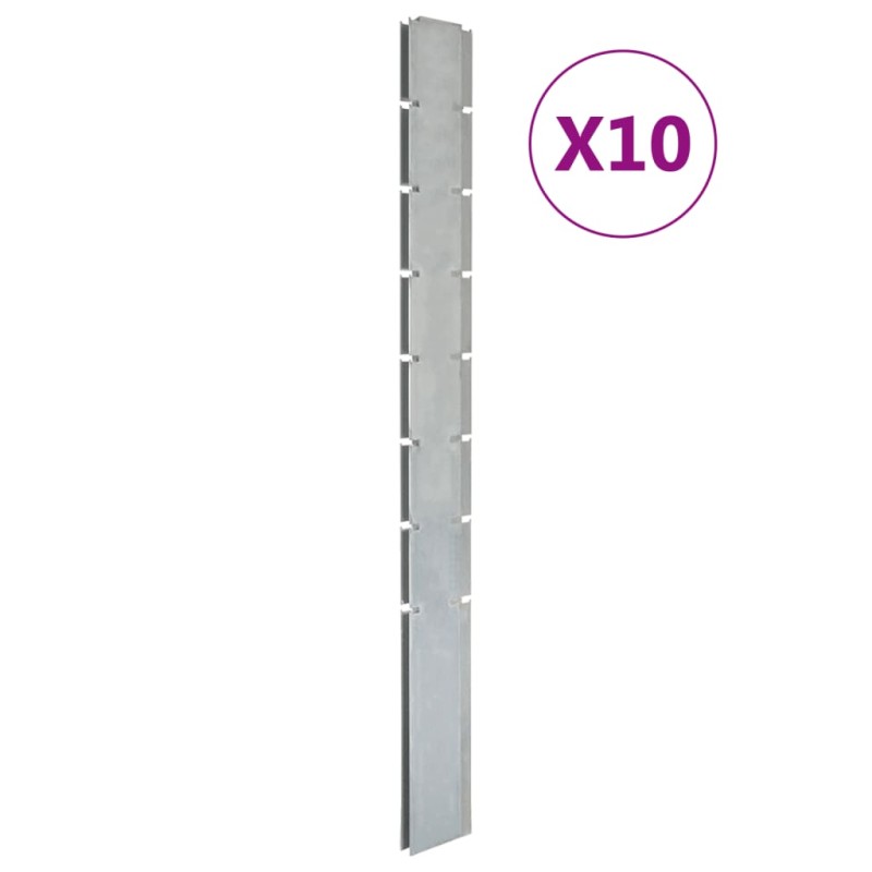 Pali per Recinzione da Giardino 10 pz Argento 200 cm in Acciaio Pali per Recinzione da Giardino 10 pz Argento 200 cm in Acciaio