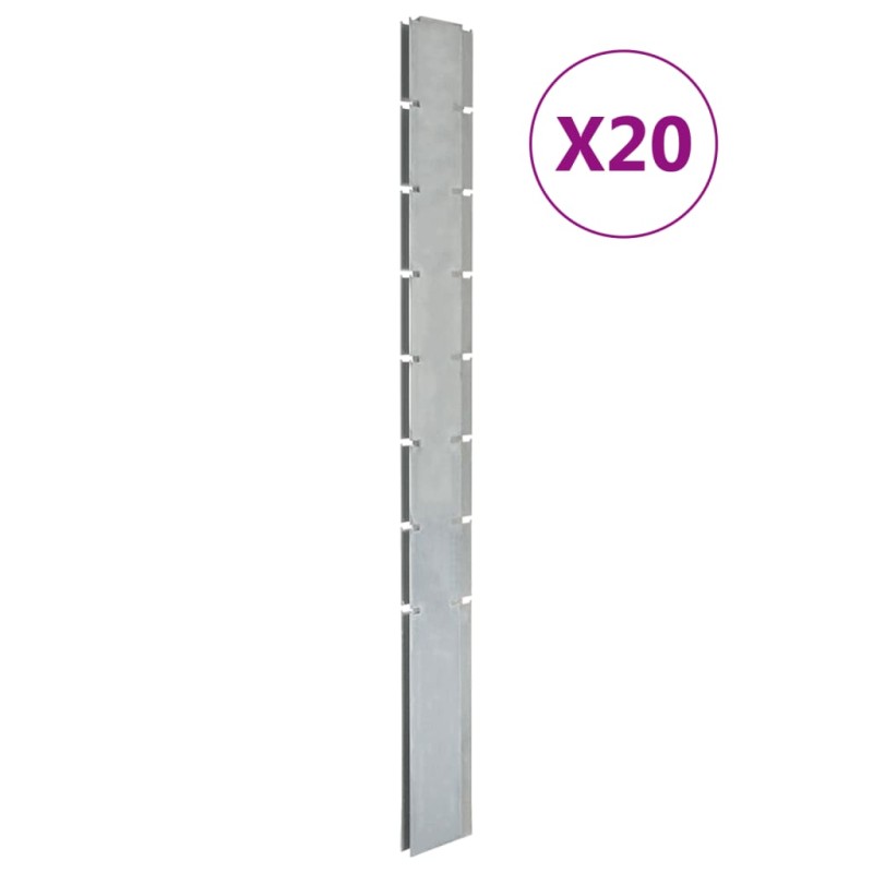 Pali per Recinzione da Giardino 20 pz Argento 200 cm in Acciaio Pali per Recinzione da Giardino 20 pz Argento 200 cm in Acciaio
