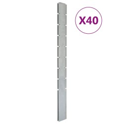 Pali per Recinzione da Giardino 40 pz Argento 220 cm in Acciaio