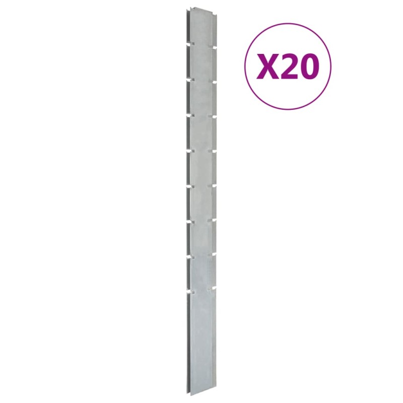 Pali per Recinzione da Giardino 20 pz Argento 220 cm in Acciaio Pali per Recinzione da Giardino 20 pz Argento 220 cm in Acciaio