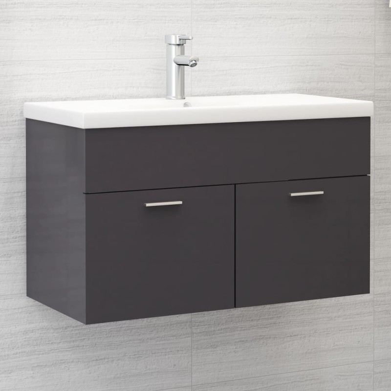 Mobile Sottolavabo Grigio Lucido 80x38,5x46 cm in Truciolato Mobile Sottolavabo Grigio Lucido 80x38,5x46 cm in Truciolato