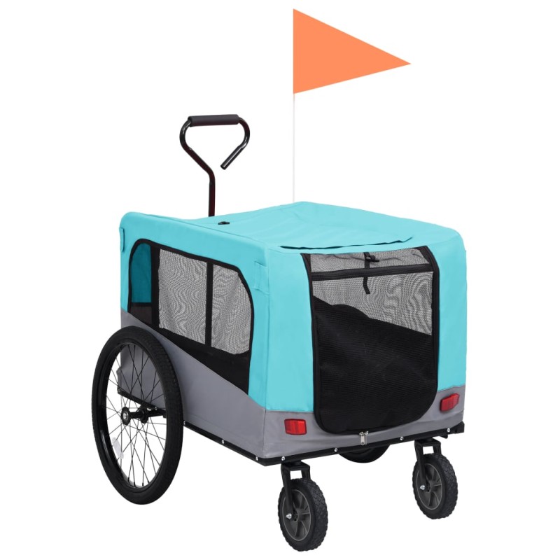 Rimorchio Bici per Animali Carrello Jogging Blu e Grigio Rimorchio Bici per Animali Carrello Jogging Blu e Grigio
