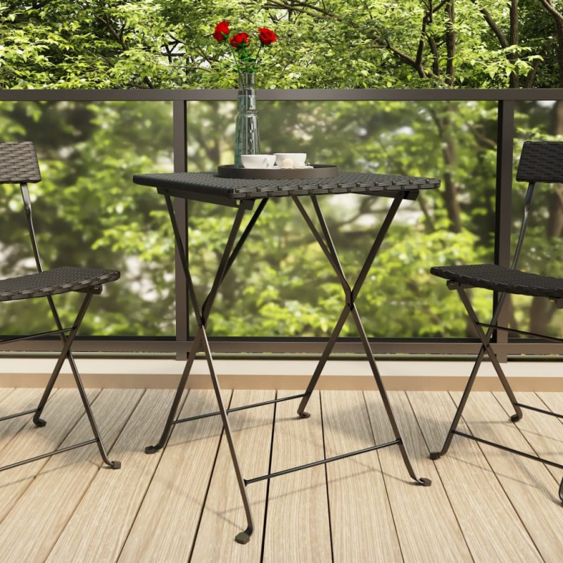 Tavolo Pieghevole da Bistrò Nero 55x54x71 cm Polyrattan Tavolo Pieghevole da Bistrò Nero 55x54x71 cm Polyrattan