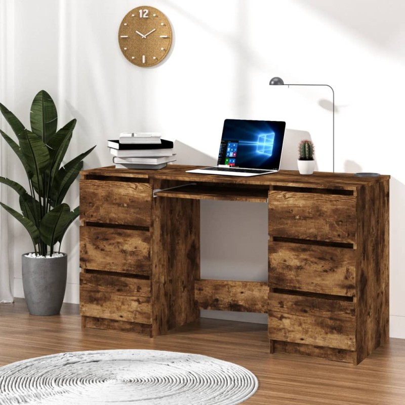 Scrivania Rovere Fumo 140x50x77 cm in Legno Multistrato Scrivania Rovere Fumo 140x50x77 cm in Legno Multistrato