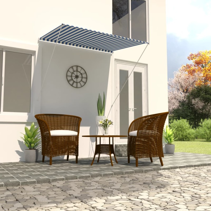 Tenda da Sole Retrattile 150x150 cm Blu e Bianco Tenda da Sole Retrattile 150x150 cm Blu e Bianco