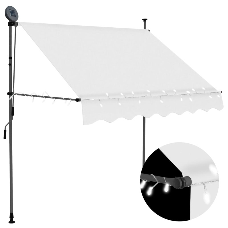 Tenda da Sole Retrattile Manuale con LED 200 cm Crema Tenda da Sole Retrattile Manuale con LED 200 cm Crema