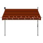 Tenda da Sole Retrattile Manuale LED 250 cm Arancione e Marrone Tenda da Sole Retrattile Manuale LED 250 cm Arancione e Marrone