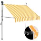 Tenda da Sole Retrattile Manuale LED 200 cm Bianca e Arancione Tenda da Sole Retrattile Manuale LED 200 cm Bianca e Arancione