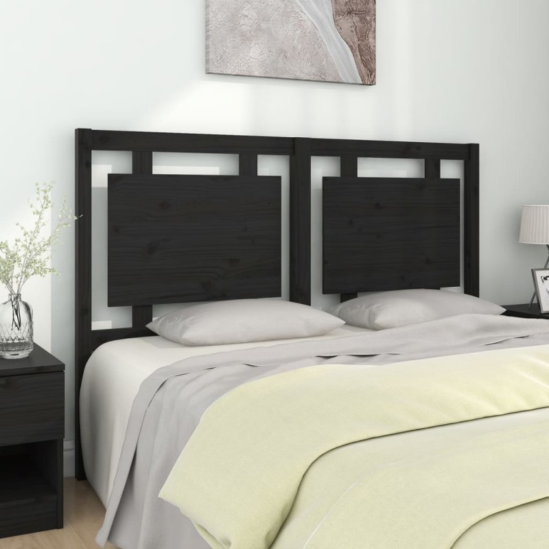 Testiera per Letto Nera 145,5x4x100cm in Legno Massello di Pino Testiera per Letto Nera 145,5x4x100cm in Legno Massello di Pino