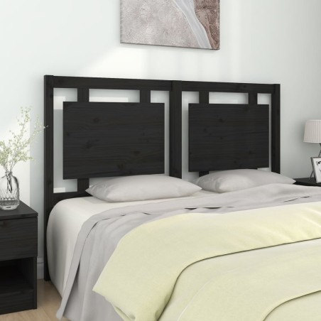 Testiera per Letto Nera 145,5x4x100cm in Legno Massello di Pino