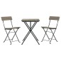 Set Pieghevole da Bistrò 3 pz Grigio in Polyrattan