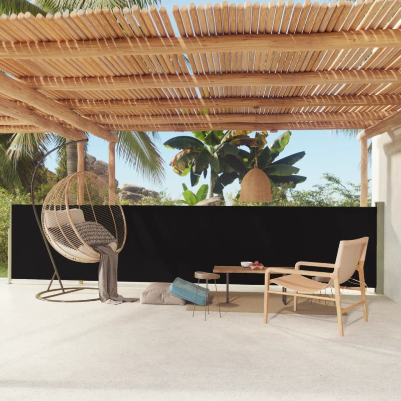 Tenda Laterale Retrattile per Patio 117x600 cm Nera Tenda Laterale Retrattile per Patio 117x600 cm Nera