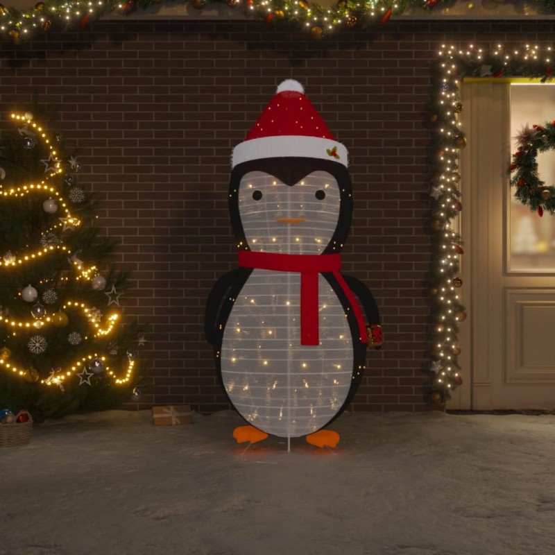 Figura Decorativa Pinguino Natale con LED Tessuto Lusso 180cm Figura Decorativa Pinguino Natale con LED Tessuto Lusso 180cm