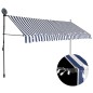 vidaXL Tenda da Sole Retrattile Manuale con LED 400 cm Blu e Bianca vidaXL Tenda da Sole Retrattile Manuale con LED 400 cm Blu e Bianca