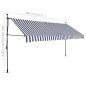 vidaXL Tenda da Sole Retrattile Manuale con LED 400 cm Blu e Bianca vidaXL Tenda da Sole Retrattile Manuale con LED 400 cm Blu e Bianca